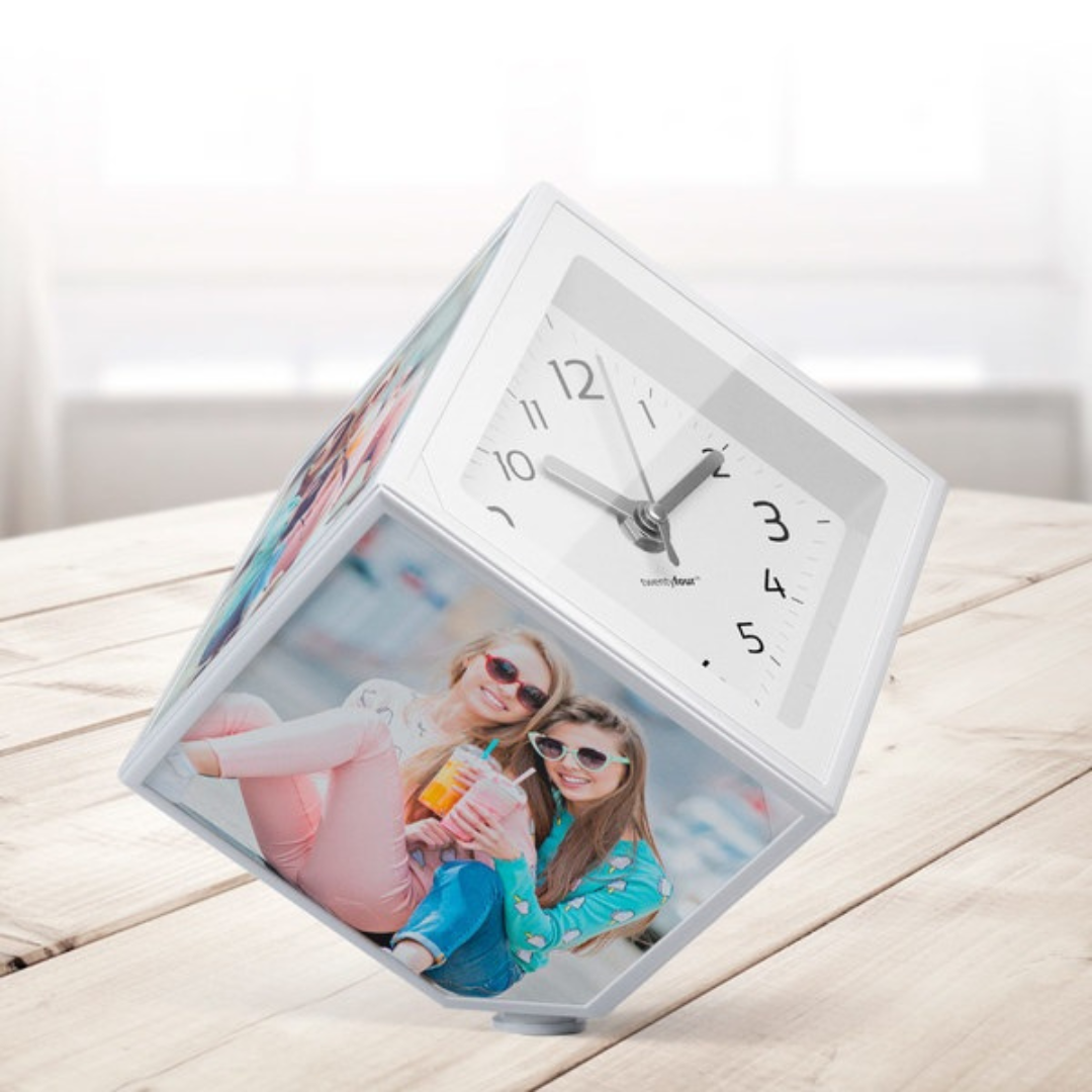 Horloge Photo Rotative – Kube 5 Photos 10×10 cm