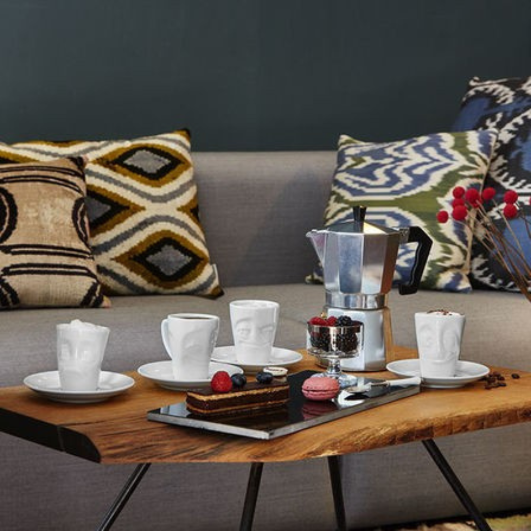 Tasse à espresso visage "Délicieux" avec soucoupe