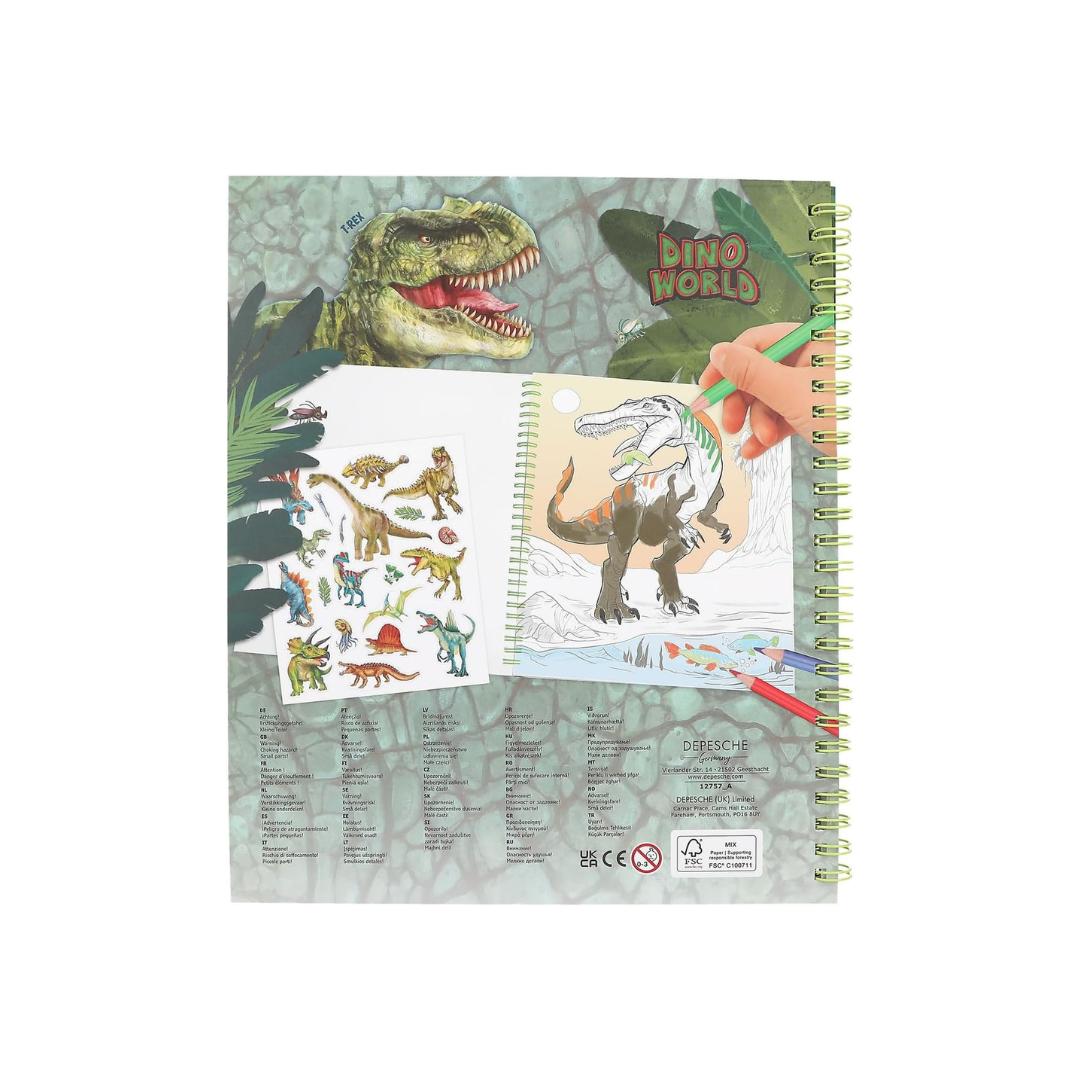 Livre de Coloriage Dino World – Effet Paillettes