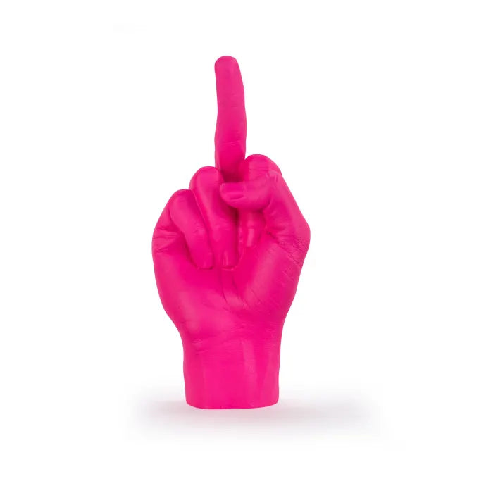 Sculpture main doigt d'honneur rose