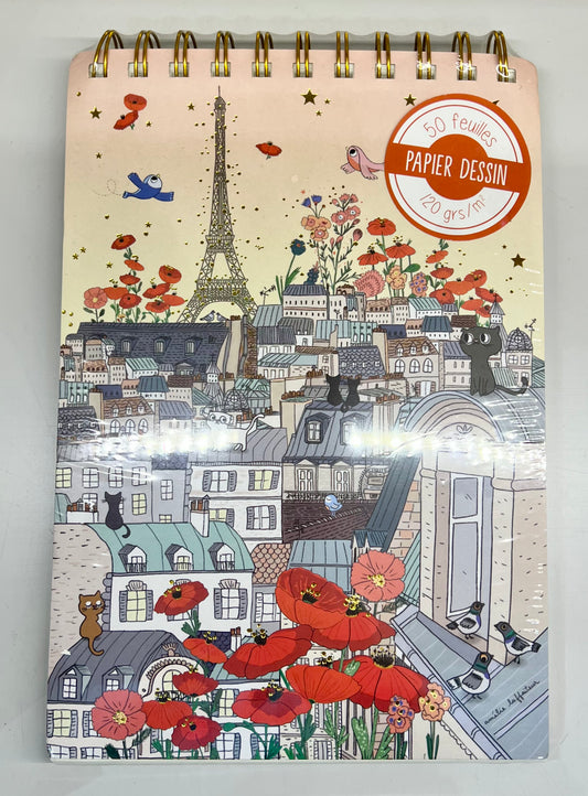 Carnet de dessin "Paris Coquelicots"