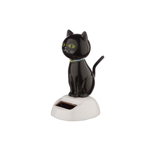 Figurine Solaire Chat Noir Porte-Bonheur