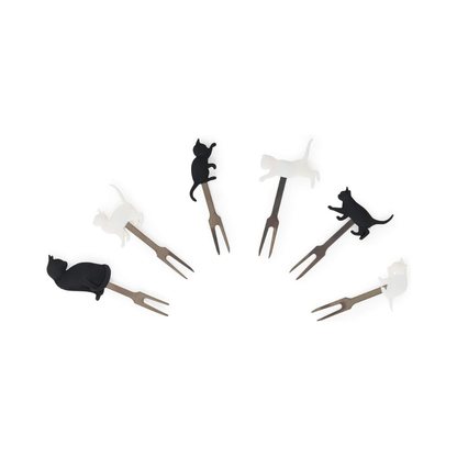 Lot de 6 Fourchettes à Apéritif – Thème Chats