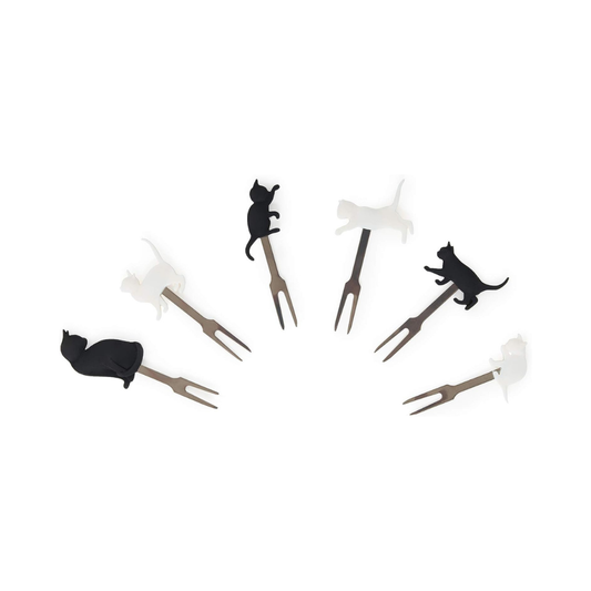Lot de 6 Fourchettes à Apéritif – Thème Chats