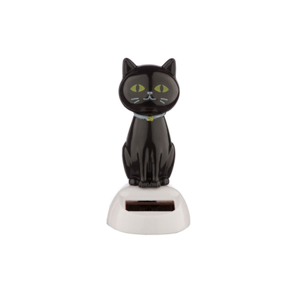 Figurine Solaire Chat Noir Porte-Bonheur