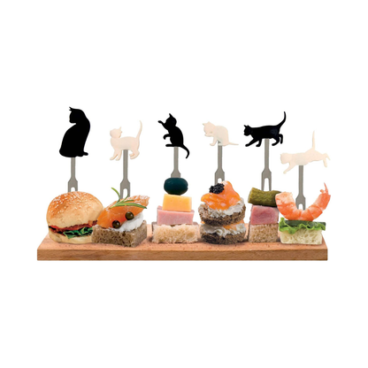 Lot de 6 Fourchettes à Apéritif – Thème Chats