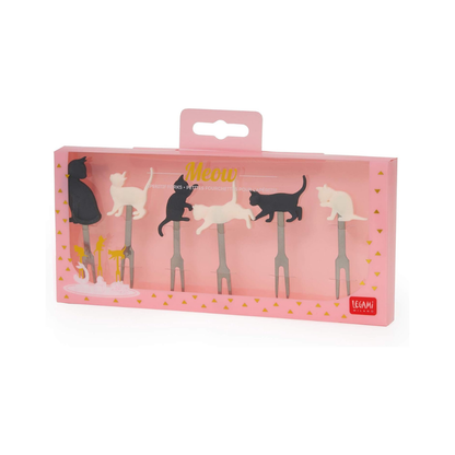Lot de 6 Fourchettes à Apéritif – Thème Chats