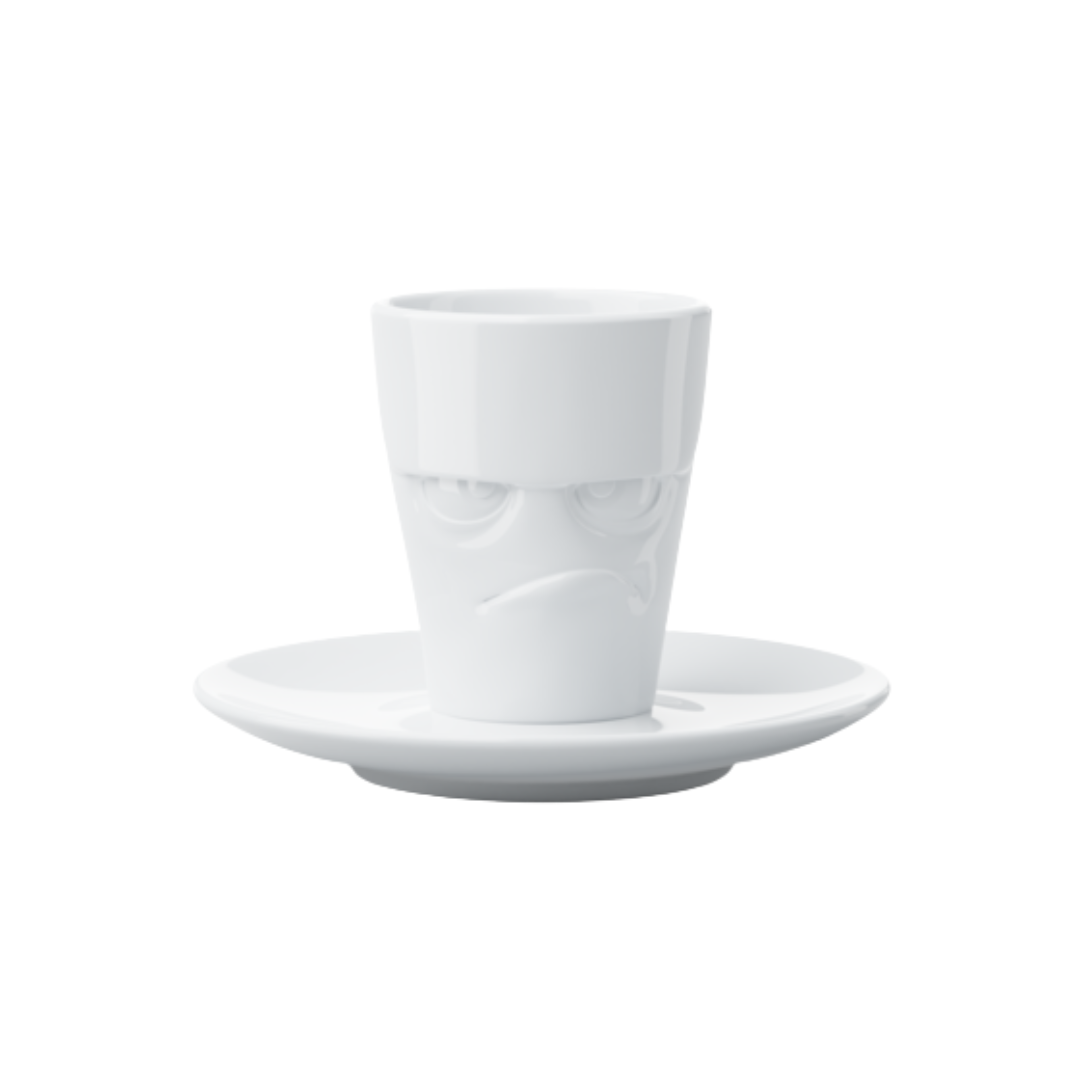 Tasse à espresso visage "Grognon" avec soucoupe