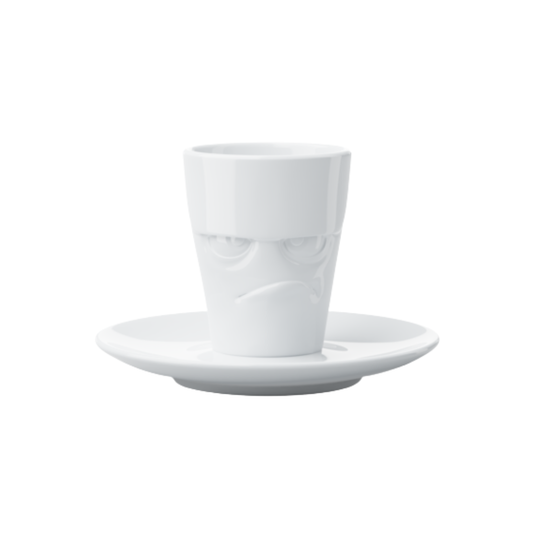 Tasse à espresso visage "Grognon" avec soucoupe