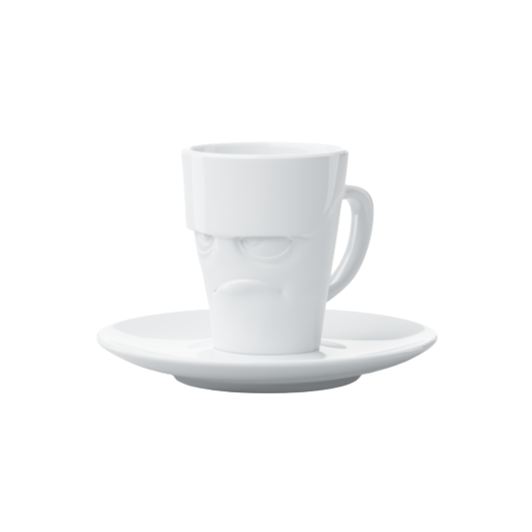 Tasse à espresso visage "Grognon" avec soucoupe