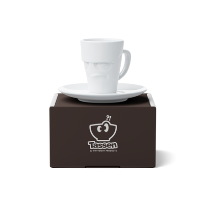 Tasse à espresso visage "Grognon" avec soucoupe
